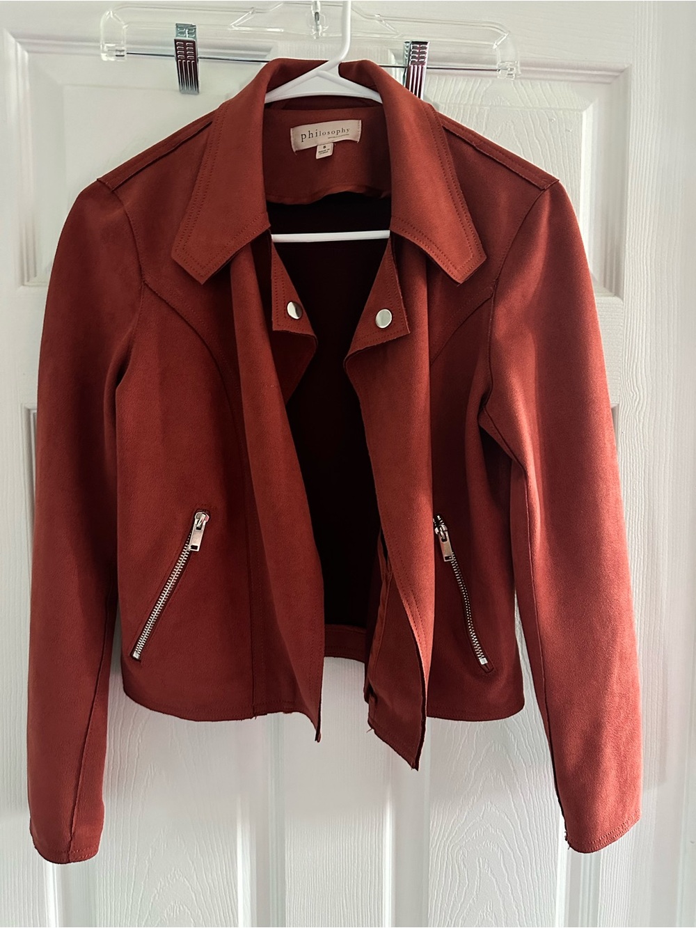 Philosophy Rust-Red Suede Moto Jacket - Women